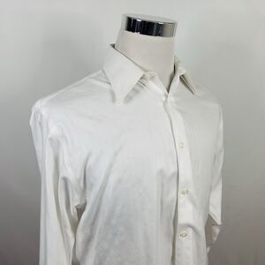 Pronto Uomo 15 32/33 Non Iron Dress Shirt White 80s 2 Ply Cotton French Cuff
